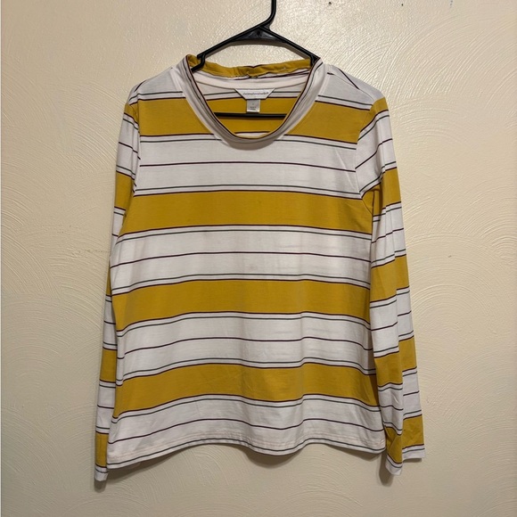 Christopher & Banks Yellow and White Long Sleeve Tee - Picture 1 of 8